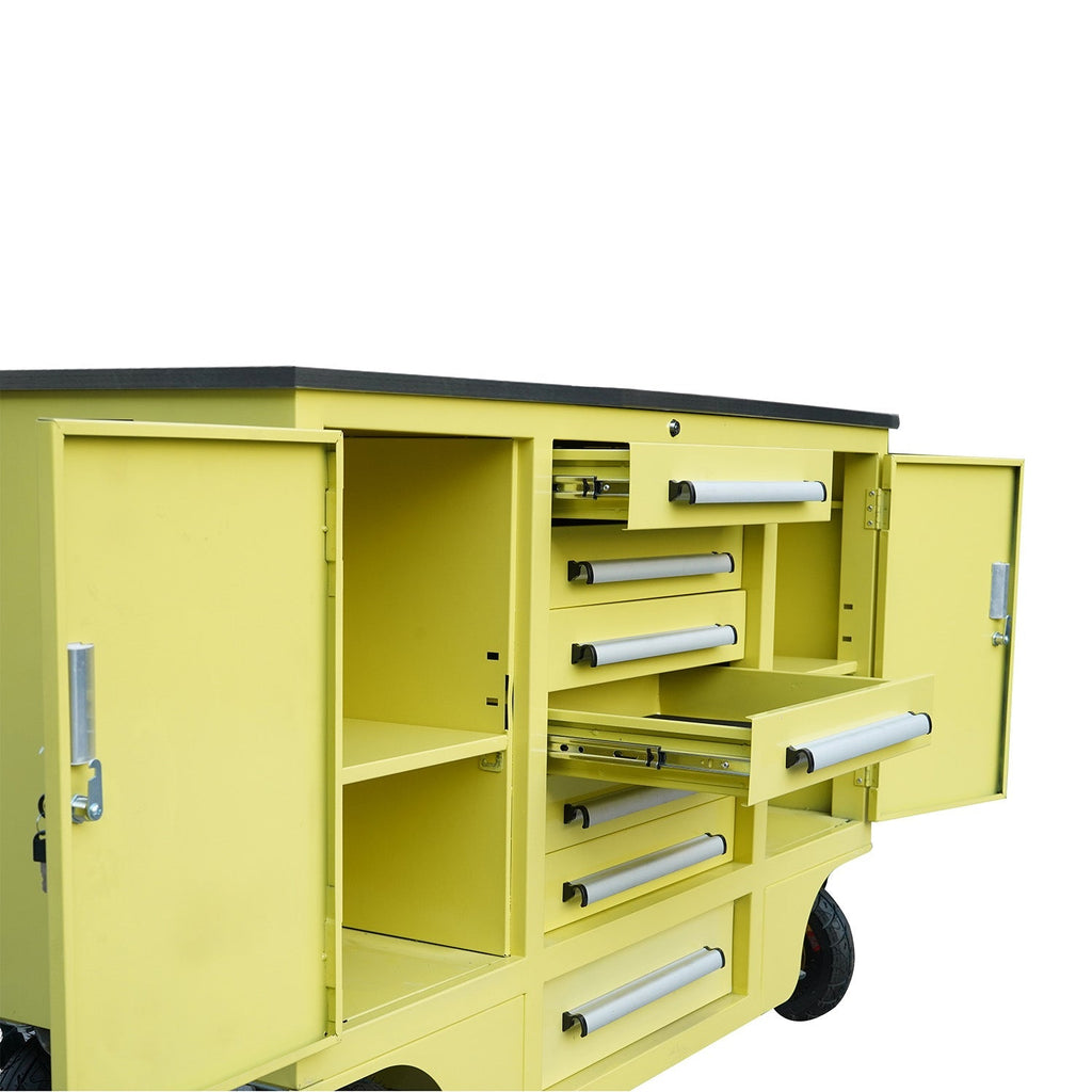 4.5ft Heavy Duty Mobile Workbench with 7 Drawers & 2 Cabinets