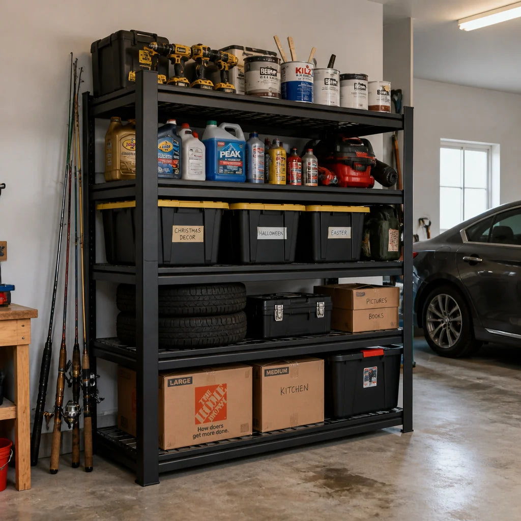 5-Tier Heavy Duty Garage Shelving Unit, 600 lb per Shelf, 60 x 24 x 72 in