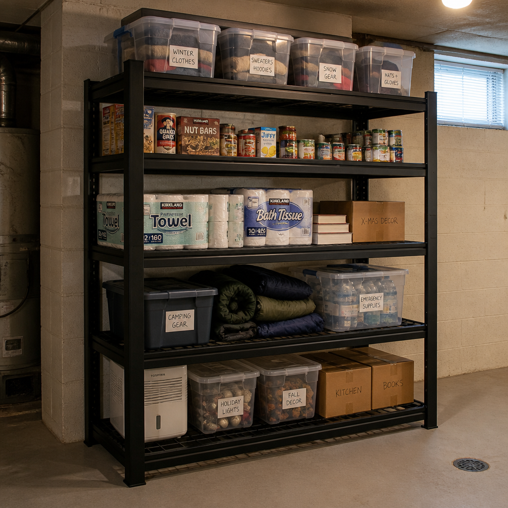 Heavy Duty Garage Shelving Unit for Garage, Basement, Workshop with 5 Steel Shelves 600 lb per Shelf, 60 x 24 x 72 in