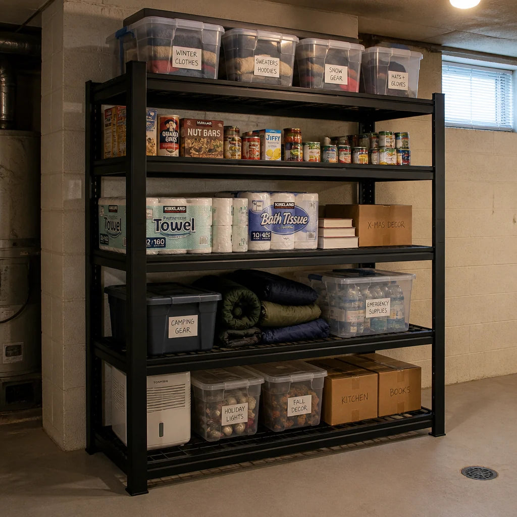 5-Tier Heavy Duty Garage Shelving Unit, 600 lb per Shelf, 60 x 24 x 72 in