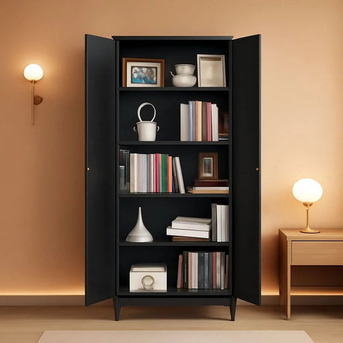 2-Door Locking Steel Storage Cabinet, 4 Adjustable Shelves, 70.87 x 31.5 x 15.7 in