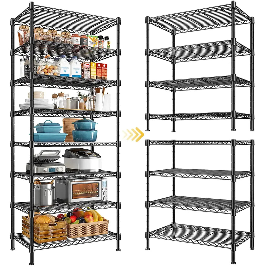 8-Tier Slim Wire Shelving Unit for Narrow Spaces, 150 lb per Shelf, 23.3 x 13.5 x 72 in