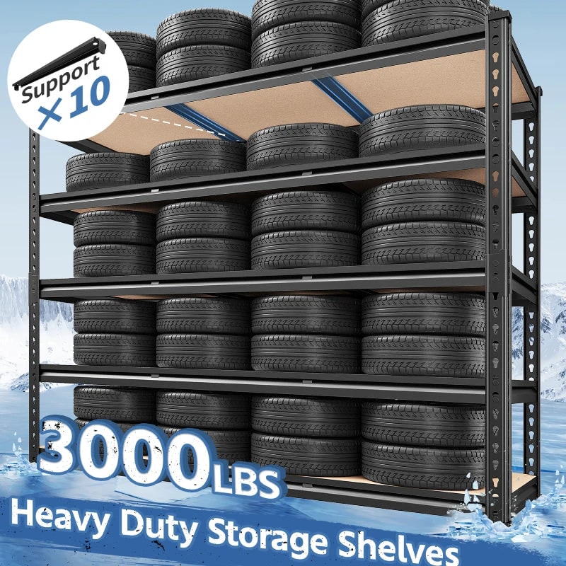 Heavy Duty Garage Shelving Unit, 5 Tier Metal Storage Shelves, 600 lb per Shelf, 48 x 24 x 72 in
