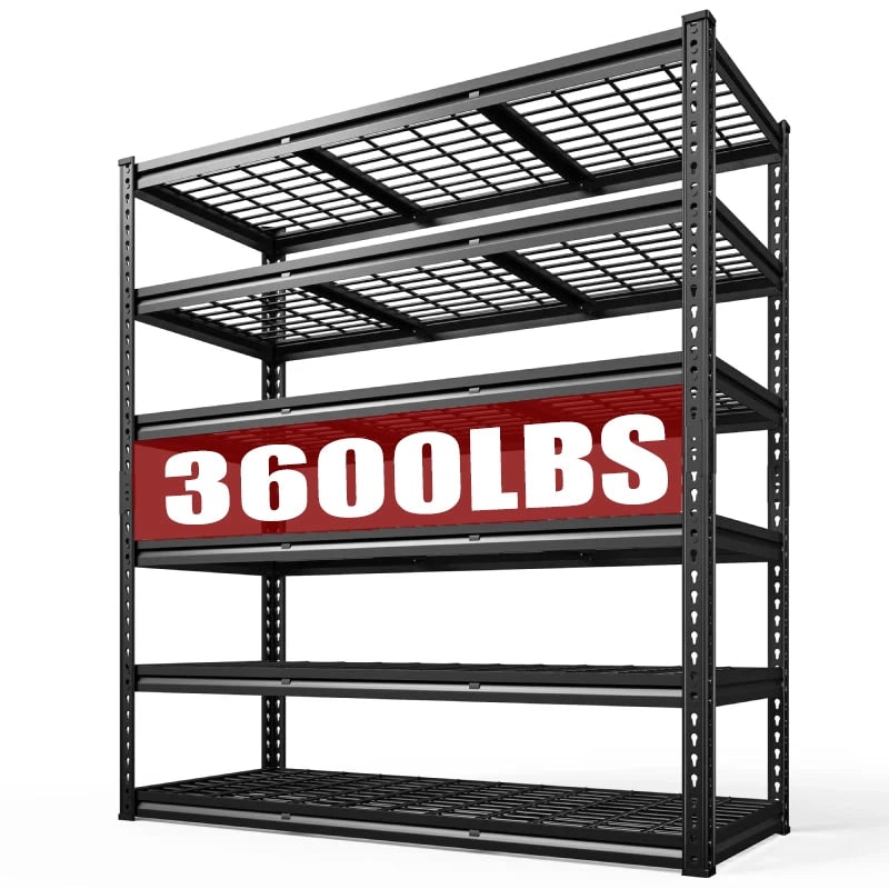 6 Tier Garage Shelving Unit 78 in Tall, Heavy Duty Metal Storage Shelves, 600 lb per Shelf, 48.2 x 24 x 78 in