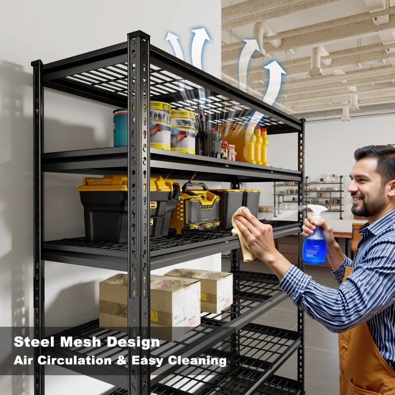 6 Tier Garage Shelving Unit 78 in Tall, Heavy Duty Metal Storage Shelves, 600 lb per Shelf, 48.2 x 24 x 78 in