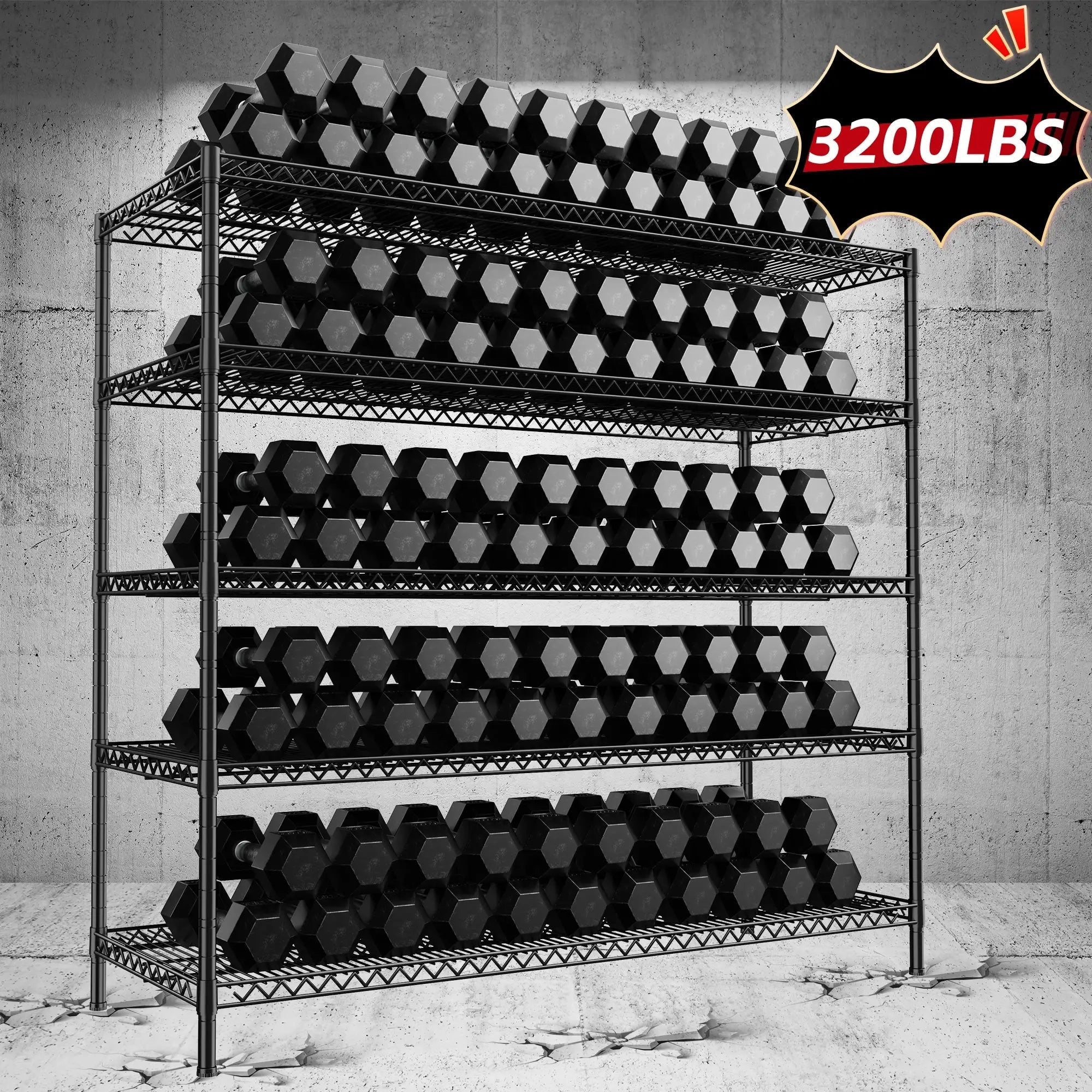 5 Tier Wire Shelving Unit, Heavy Duty Metal Storage Rack, 640 lb per Shelf, Splits into Two Units, 55.5 x 18 x 71 in