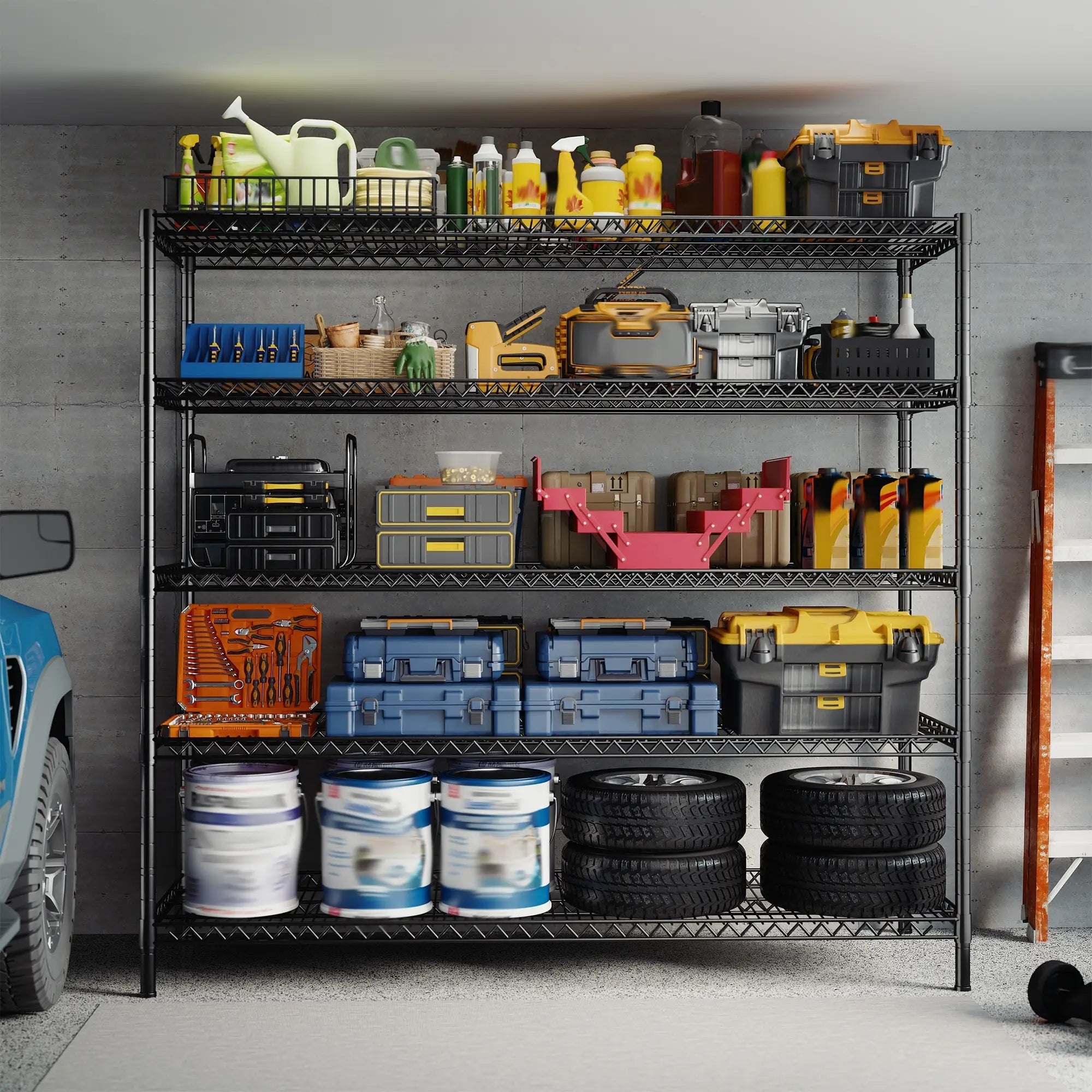 5 Tier Wire Shelving Unit, Heavy Duty Metal Storage Rack, 640 lb per Shelf, Splits into Two Units, 55.5 x 18 x 71 in