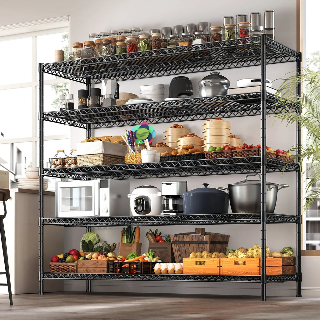 5 Tier Wire Shelving Unit, Heavy Duty Metal Storage Rack, 640 lb per Shelf, Splits into Two Units, 55.5 x 18 x 71 in