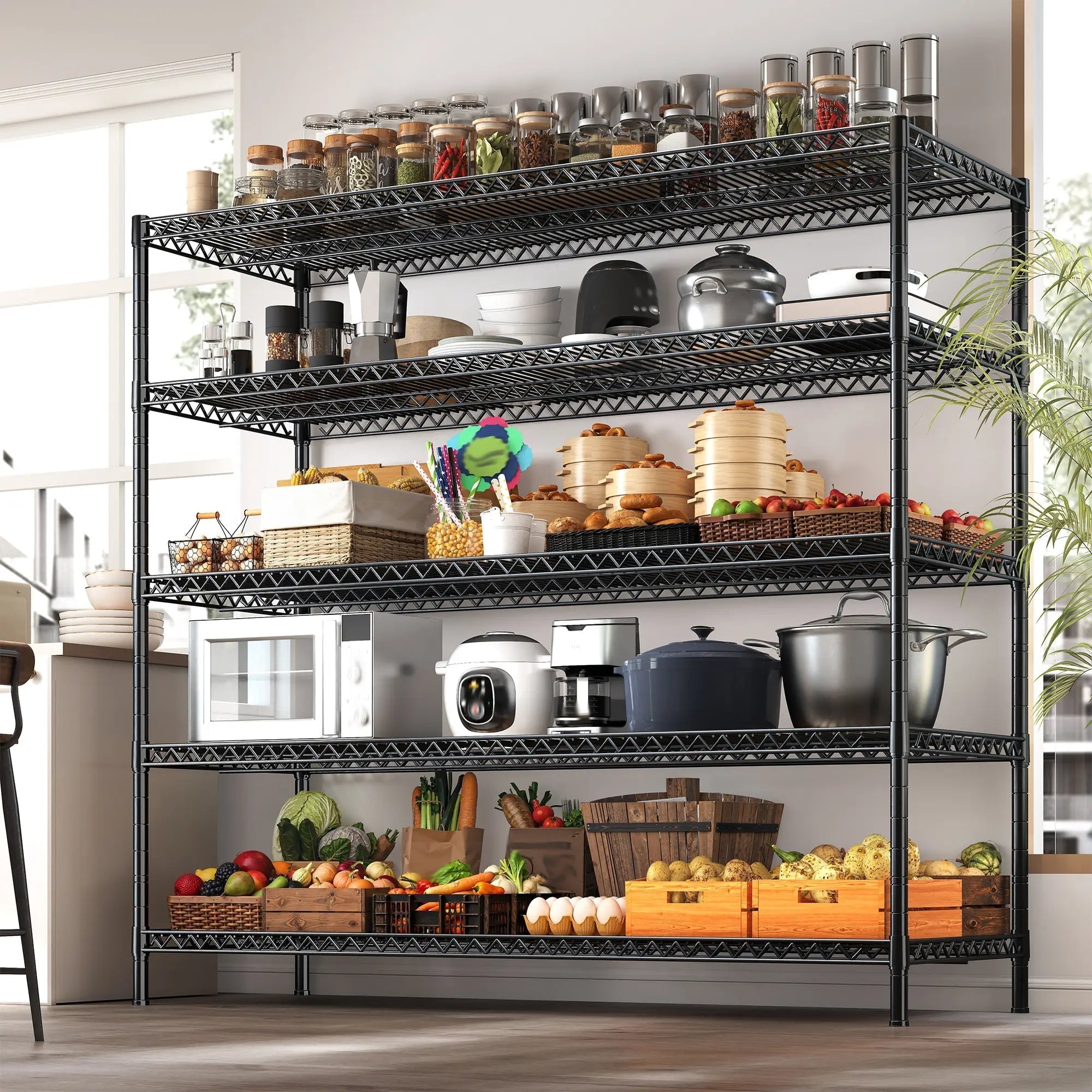 5 Tier Wire Shelving Unit, Heavy Duty Metal Storage Rack, 640 lb per Shelf, Splits into Two Units, 55.5 x 18 x 71 in