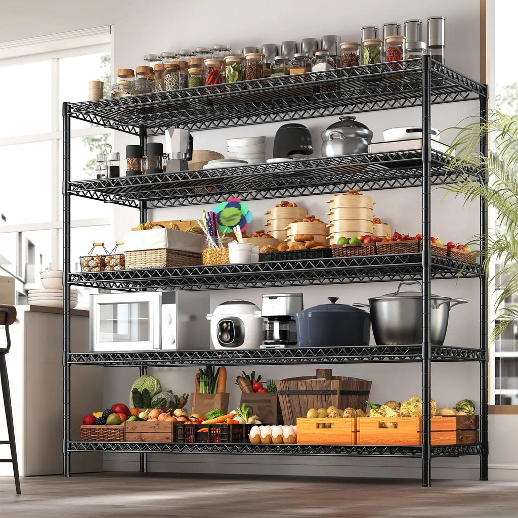 5-Tier Wire Shelving Rack, Splits into Two Units, 640 lb per Shelf, 55.5 x 18 x 71 in