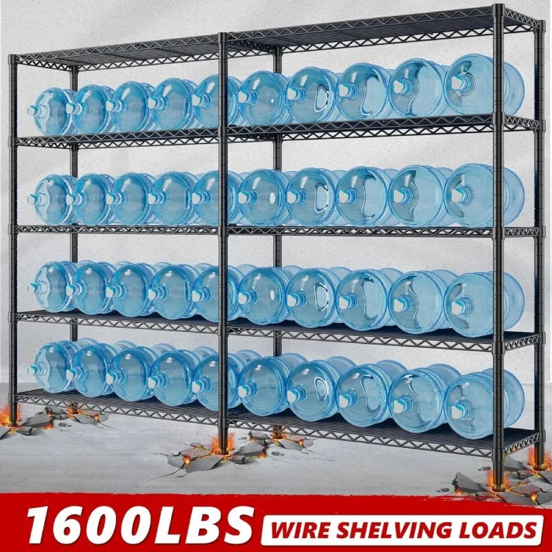 5-Tier Corner Wire Shelving Unit, L-Shaped or Straight, 320 lb per Shelf, 70 x 16 x 72.5 in