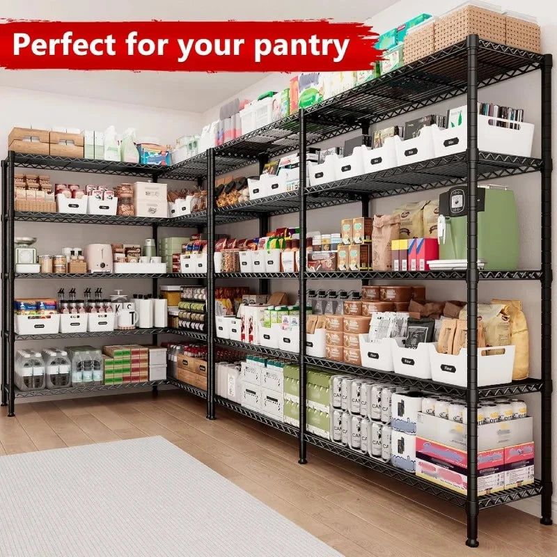 5-Tier Corner Wire Shelving Unit, L-Shaped or Straight, 320 lb per Shelf, 70 x 16 x 72.5 in