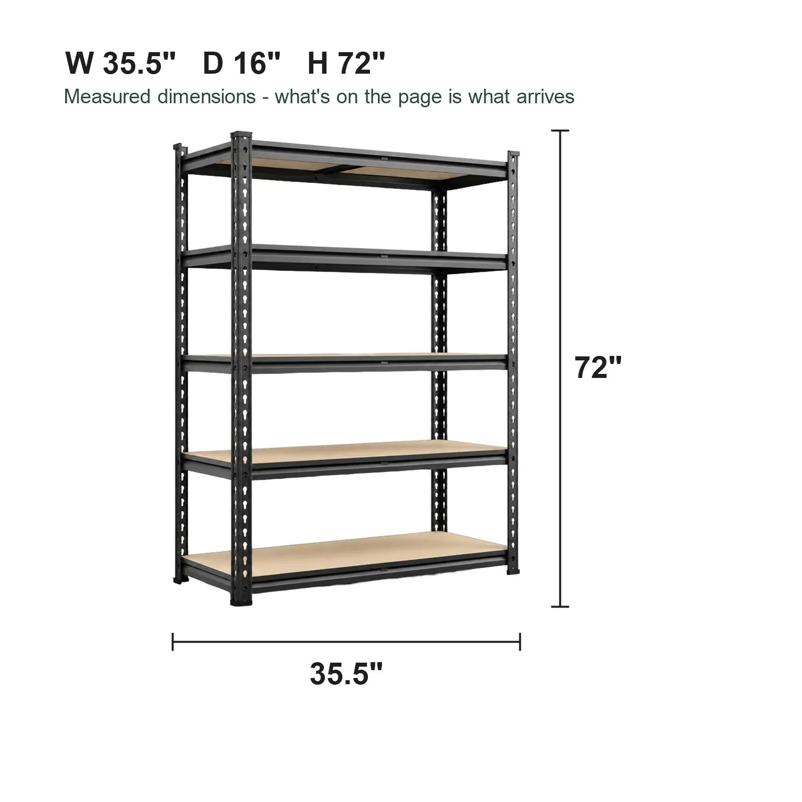 5-Tier Steel Shelving Unit for Kitchen, Pantry &amp; Garage, 404 lb per Shelf, 35.5 x 16 x 72 in